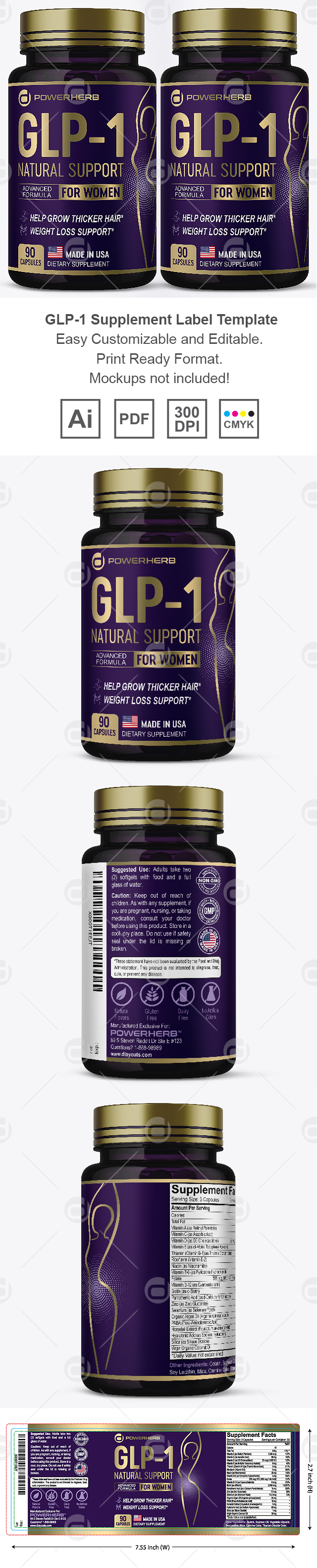 GLP-1 Supplement Label Template